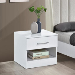 Swish Furniture Pair Of White Bedside Chest Of Drawers Bedroom 1 Drawer Cabinet Nightstand - thumbnail 2
