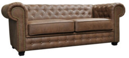 Astor Chesterfield Style Sofa Bed 3 Seater Brown Faux Leather - thumbnail 2