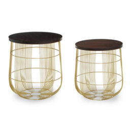 Orsina Agra Set Of 2 Brass Finish Side Tables - thumbnail 1