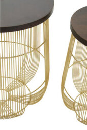Orsina Agra Set Of 2 Brass Finish Side Tables - thumbnail 4