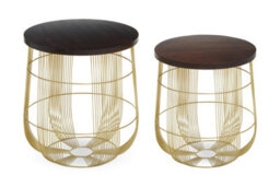 Orsina Agra Set Of 2 Brass Finish Side Tables - thumbnail 2
