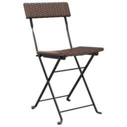 Berkfield Folding Bistro Chairs 4 Pcs Brown Poly Rattan And Steel - thumbnail 3