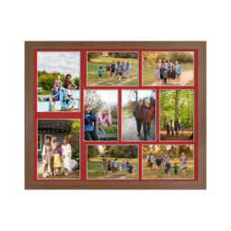 AK Frames 20X16 Walnut Modern Multi Photo Frame With Crimson Mount - Holds 9 Apertures (2X) 7X5, (7X) 6X4 Photos