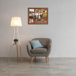 AK Frames 20X16 Walnut Modern Multi Photo Frame With Crimson Mount - Holds 9 Apertures (2X) 7X5, (7X) 6X4 Photos - thumbnail 3