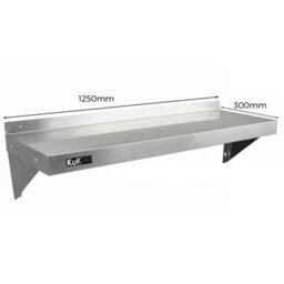 MonsterShop 2Xkukoo Commercial Stainless Steel Shelves Kitchen Wall Shelf Catering Corrosion Resistant Free Microfiber Cloths 1250mmx300mm - thumbnail 3