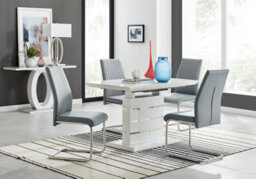 Furniturebox Renato 120Cm High Gloss Extending Dining Table And 4 Grey Lorenzo Chairs - thumbnail 1