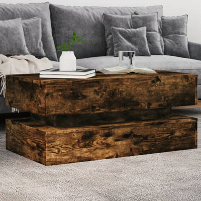 Vidaxl Coffee Table With Led Lights Smoked Oak 90X50X40 Cm - image 1