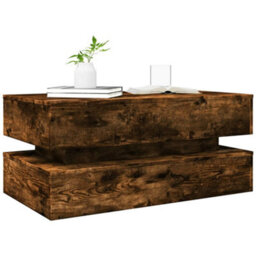 Vidaxl Coffee Table With Led Lights Smoked Oak 90X50X40 Cm - thumbnail 6