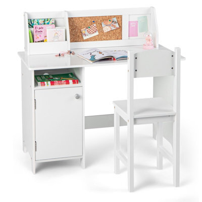 Costway Kids Desk And Chair Set Wooden Children Study Table &chair Writing Table Set - image 1