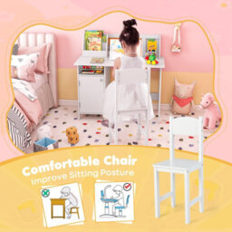 Costway Kids Desk And Chair Set Wooden Children Study Table &chair Writing Table Set - thumbnail 4