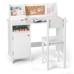 Costway Kids Desk And Chair Set Wooden Children Study Table &chair Writing Table Set - thumbnail 1