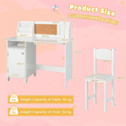 Costway Kids Desk And Chair Set Wooden Children Study Table &chair Writing Table Set - thumbnail 2