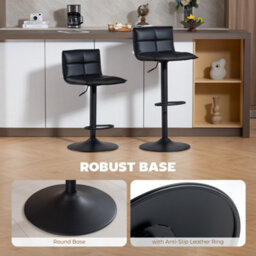 Homcom Bar Stools Set Of 2 Swivel Height Adjustable Barstools Black - thumbnail 7