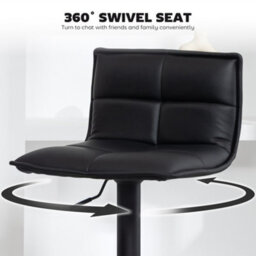 Homcom Bar Stools Set Of 2 Swivel Height Adjustable Barstools Black - thumbnail 6