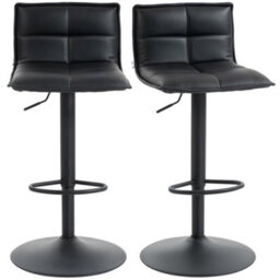 Homcom Bar Stools Set Of 2 Swivel Height Adjustable Barstools Black - thumbnail 2