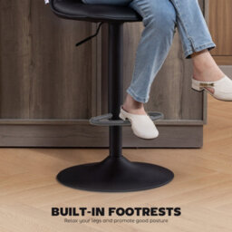 Homcom Bar Stools Set Of 2 Swivel Height Adjustable Barstools Black - thumbnail 8