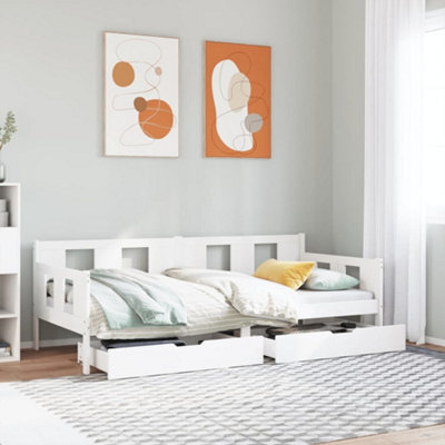 Berkfield Daybed With Drawers Without Mattress White 80X200 Cm Solid Wood - image 1