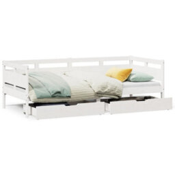 Berkfield Daybed With Drawers Without Mattress White 80X200 Cm Solid Wood - thumbnail 2