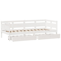 Berkfield Daybed With Drawers Without Mattress White 80X200 Cm Solid Wood - thumbnail 9