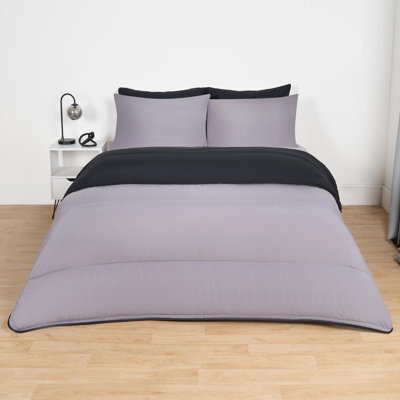 OHS Coverless 10.5 Tog Duvet & Pillowcase, Black/grey - King - image 1
