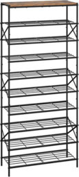 Oira 10 Tier Shoe Rack, Large Capacity Shoe Storage Organizer For 40 Pairs Of Shoes, Metal Shoe Storage Rack With Shelf, Rustic Brown - thumbnail 1