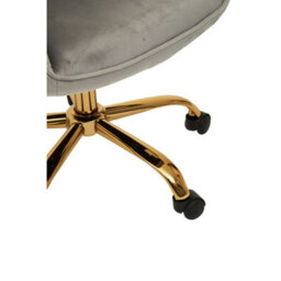 Orsina Comfortable Design Grey Velvet And Gold Home Office Chair, Ergonomic Work From Home Chair, Movable Chair - thumbnail 8
