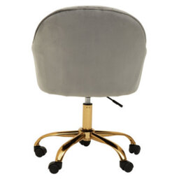 Orsina Comfortable Design Grey Velvet And Gold Home Office Chair, Ergonomic Work From Home Chair, Movable Chair - thumbnail 5
