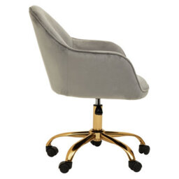 Orsina Comfortable Design Grey Velvet And Gold Home Office Chair, Ergonomic Work From Home Chair, Movable Chair - thumbnail 4