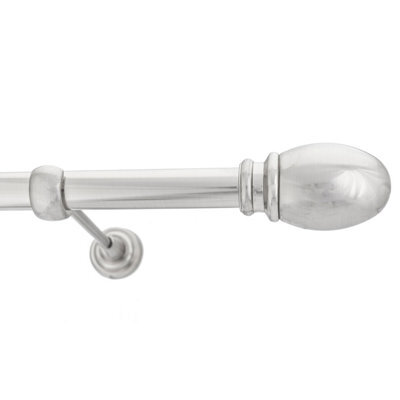 Toolty Inox Metal Curtain Pole 25mm With Finials Rod Classic Brackets Oval 350Cm