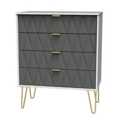 Pesaro Ready Assembled Matt Grey & White No Effect 4 Drawer Chest (H)910mm (W)765mm (D)395mm - thumbnail 1
