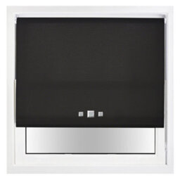 Furnished Trimmable Roller Blind With Triple Square Eyelets And Metal Fittings - Black Daylight Shade (W)210Cm X (L)165Cm - thumbnail 2