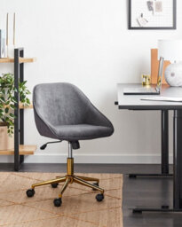 Beliani Desk Chair Bardsdale Velvet Dark Grey - thumbnail 2