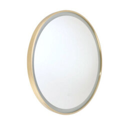 Homestylestore 600mm Brushed Brass Wall Mounted Cool White Led Round Bathroom Mirror