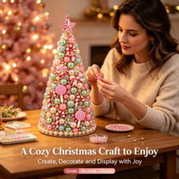 Amorly Beaded Christmas Tree Kit, Candy 3D Pearl Beaded Christmas Tree, Handmade Tabletop Decoration For Festive Surprise & Gift - thumbnail 7