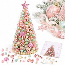 Amorly Beaded Christmas Tree Kit, Candy 3D Pearl Beaded Christmas Tree, Handmade Tabletop Decoration For Festive Surprise & Gift - thumbnail 2