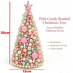 Amorly Beaded Christmas Tree Kit, Candy 3D Pearl Beaded Christmas Tree, Handmade Tabletop Decoration For Festive Surprise & Gift - thumbnail 4