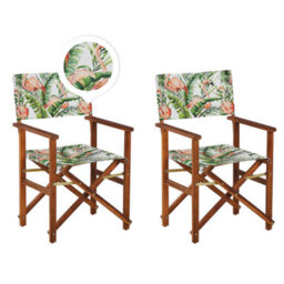 Beliani Set Of 2 Garden Chairs Cine Acacia Wood Dark Brown - thumbnail 1