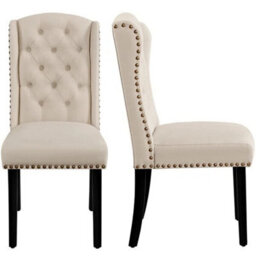Dining Chairs Button Upholstered Dining Chairs With Nailhead Trims, Solid Legs - thumbnail 1