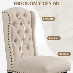 Dining Chairs Button Upholstered Dining Chairs With Nailhead Trims, Solid Legs - thumbnail 3