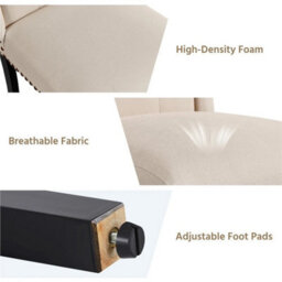 Dining Chairs Button Upholstered Dining Chairs With Nailhead Trims, Solid Legs - thumbnail 6