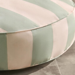Ohs Stripe Round Outdoor Garden Cushion Water Resistant - Sage/cream - thumbnail 2