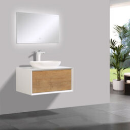 Plum&clay Declan White & Oak Wall Mounted Vanity Unit & Basin Set (W)800mm (H)400mm - thumbnail 6