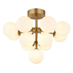 Luminosa Lighting Luminosa Grappy Globe Ceiling Light Gold Colours Matt Balls Opal Glass Shade 13X G9 - thumbnail 1
