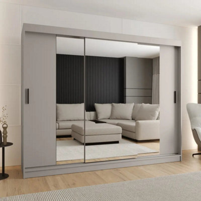 Arte Sleek Cashmere Rubino T2 Sliding Door Wardrobe 250Cm - Three Sliding Doors With Mirrored Accent - image 1