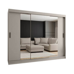 Arte Sleek Cashmere Rubino T2 Sliding Door Wardrobe 250Cm - Three Sliding Doors With Mirrored Accent - thumbnail 3