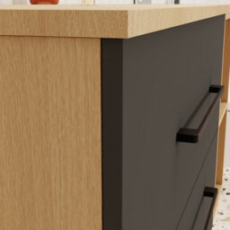 Probaty Bathrooms 990X460mm Vanity Unit Anthracite And Wood Color Mdf,2 Drawers 4 Storage With White Ceramic Basin(Wavy Patterns) - thumbnail 7