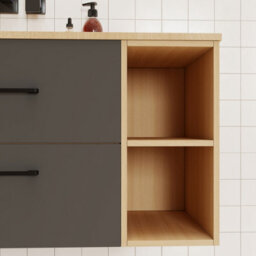 Probaty Bathrooms 990X460mm Vanity Unit Anthracite And Wood Color Mdf,2 Drawers 4 Storage With White Ceramic Basin(Wavy Patterns) - thumbnail 6