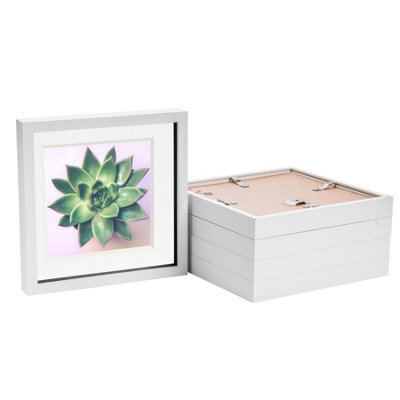 "Nicola Spring 10 X 10"" Photo Frames - White/white Mount - 3D Picture Frame Box Portrait Display Case (53 X 53Cm) Set Of 5" - image 1
