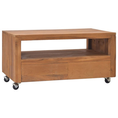 Vidaxl Tv Cabinet With Wheels 80X50X42 Cm Solid Teak Wood - image 1