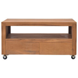 Vidaxl Tv Cabinet With Wheels 80X50X42 Cm Solid Teak Wood - thumbnail 4